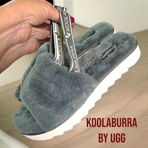 Koolaburra by UGG-Size 9 women’s slippers. Sling back gray Fuzz’n II. Like new!!